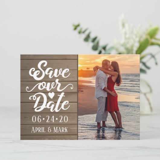 Rett unsere Hochzeit | Foto auf Holzpostkarte Einladung (Stehend Vorderseite)