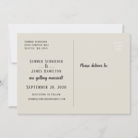 Rett unsere Hochzeit | Handgeschriebenes Verzierte Einladung (Rückseite)