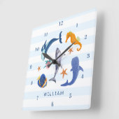 Rett unsere Meere | Kinderzimmer gefährdeter Meere Quadratische Wanduhr (Winkel)