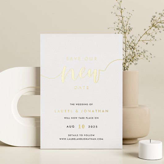 Rett unsere neue Date Wedding Postponement Foil Ca Folieneinladung