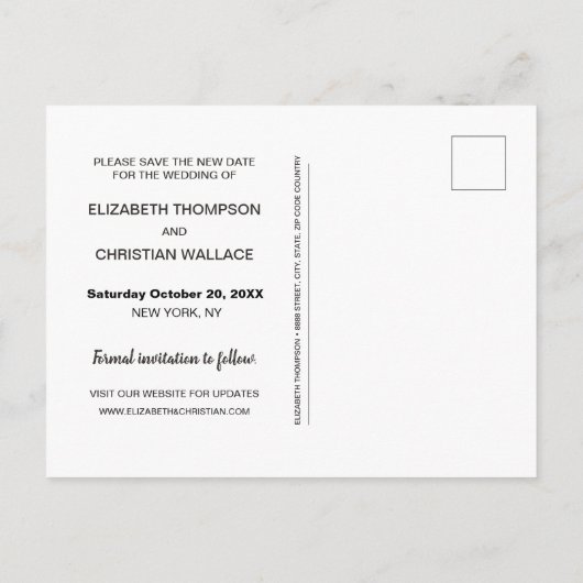 Rett unsere neuen Date Wedding Postkarten mit mode (Rückseite)