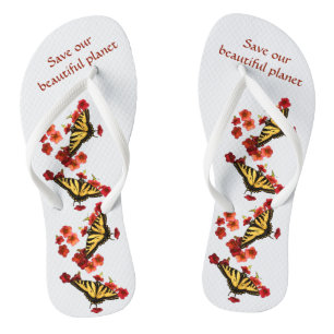 Rett unsere Schmetterlingsroten Blume Flip Flops Badesandalen