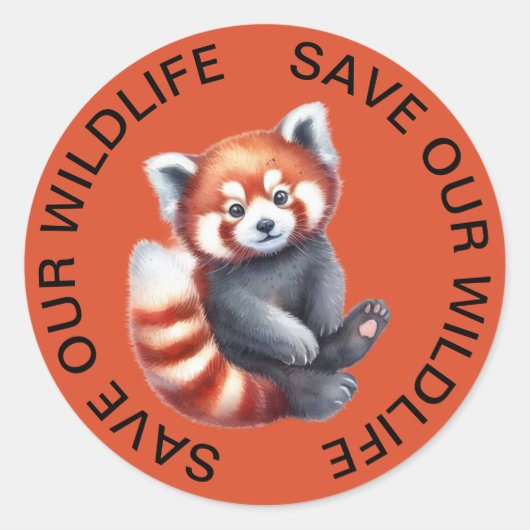 Rett unsere Wildlife Stickers, Red Panda Graphic Runder Aufkleber (Vorderseite)