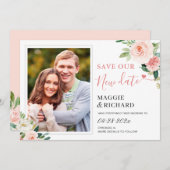 Rett unserem neuen Datum Elegantes Rosa Foto Save The Date (Vorne/Hinten)