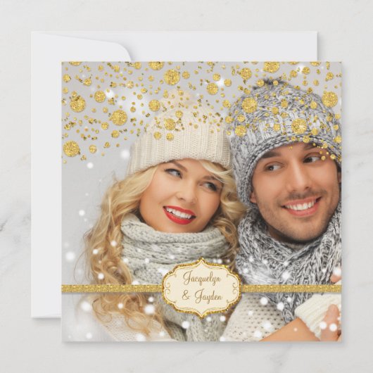 Rett unseren Date Gold Leaf Glitzer Confetti Polka Save The Date (Rückseite)