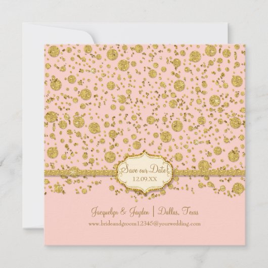Rett unseren Date Gold Leaf Glitzer Confetti Polka Save The Date (Vorderseite)