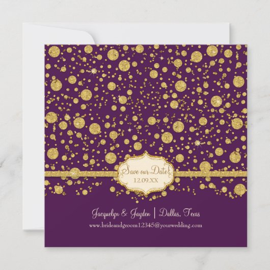 Rett unseren Date Gold Leaf Glitzer Confetti Polka Save The Date (Vorderseite)