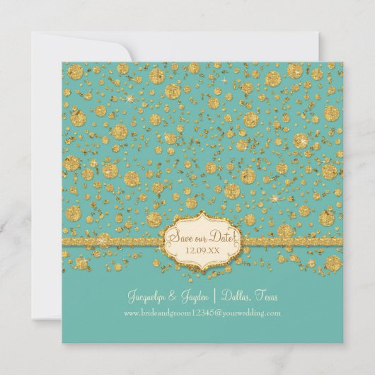 Rett unseren Date Gold Leaf Glitzer Confetti Polka Save The Date (Vorderseite)