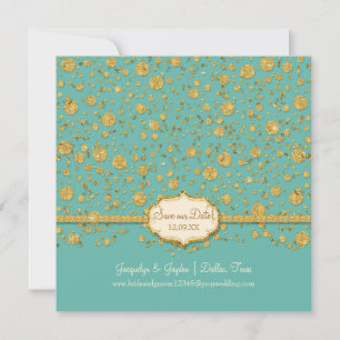 Rett unseren Date Gold Leaf Glitzer Confetti Polka Save The Date