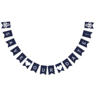 Rett unseren Date Nautical Bunting Foto Prop Wimpelkette