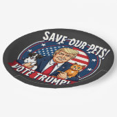 Rett unseren Haustieren, Trump-Tiere für Trump zu Pappteller (Schrägansicht)