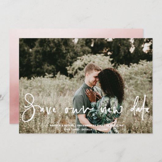 Rett unseren neuen Datumswechsel bei Hochzeitpläne Save The Date (Vorne/Hinten)