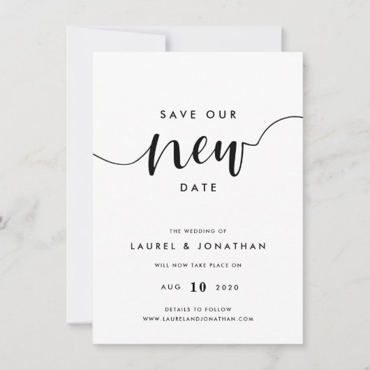 Rett unseren neuen Termin Hochzeitaufschub Save The Date (Vorderseite)