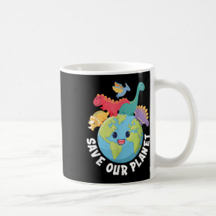 Rett unseren Planet Dinosaur Earth Day 2024 Kids B Kaffeetasse