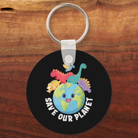 Rett unseren Planet Dinosaur Earth Day 2024 Kids B Schlüsselanhänger (Vorderseite)