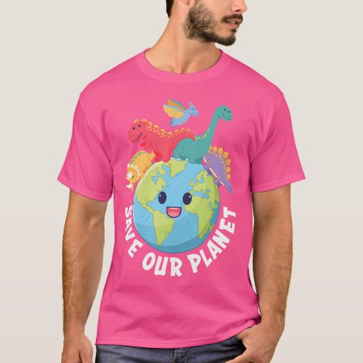 Rett unseren Planet Dinosaur Earth Day 2024 Kids B T-Shirt (Vorderseite)