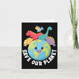 Rett unseren Planet Dinosaur Earth Day Kindermädch Karte