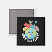 Rett unseren Planet Dinosaur Earth Day Kindermädch Magnet (Vorderseite/Rückseite)