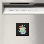 Rett unseren Planet Dinosaur Earth Day Kindermädch Magnet (In Situ (Geschirrspüler))
