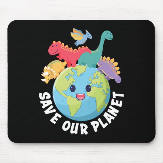 Rett unseren Planet Dinosaur Earth Day Kindermädch Mousepad (Vorne)