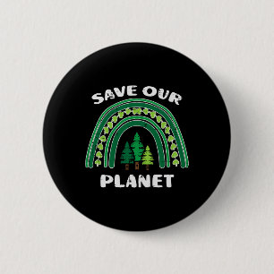 Rett unseren Planeten Grüne Regenbogenbäume Erde M Button