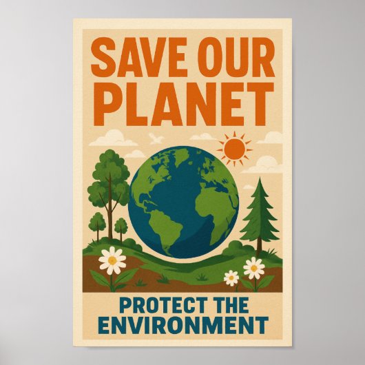 Rett unseren Planeten - Retro Environmental Awaren Poster (Vorne)