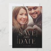 Rett unserer Date Rose Gold Full Foto Black Gradie Save The Date (Vorderseite)