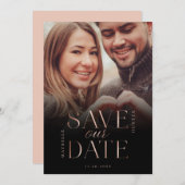 Rett unserer Date Rose Gold Full Foto Black Gradie Save The Date (Vorne/Hinten)