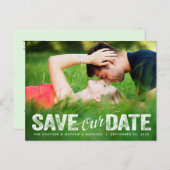 Rett unserer Date Wedding Distressed Script-Fotoka Postkarte (Vorne/Hinten)