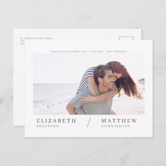 Rett unserer neuen Date Simple Chic Custom Foto We Postkarte (Vorne/Hinten)
