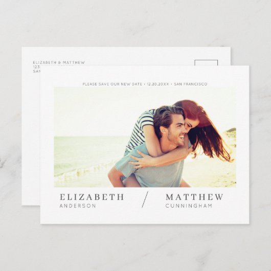Rett unserer neuen Date Simple Chic Custom Foto We Postkarte (Vorne/Hinten)
