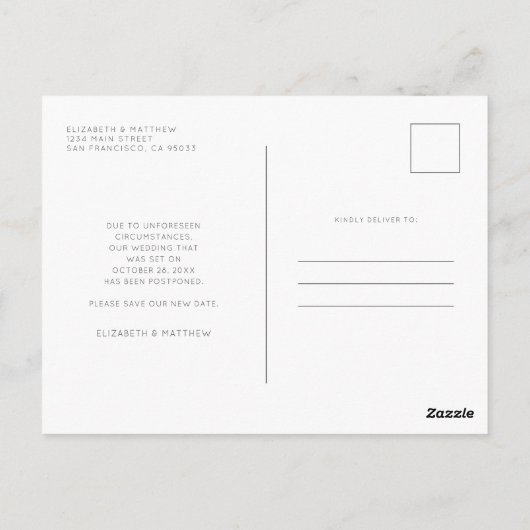 Rett unserer neuen Date Simple Chic Custom Foto We Postkarte (Rückseite)