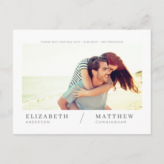 Rett unserer neuen Date Simple Chic Custom Foto We Postkarte (Vorderseite)