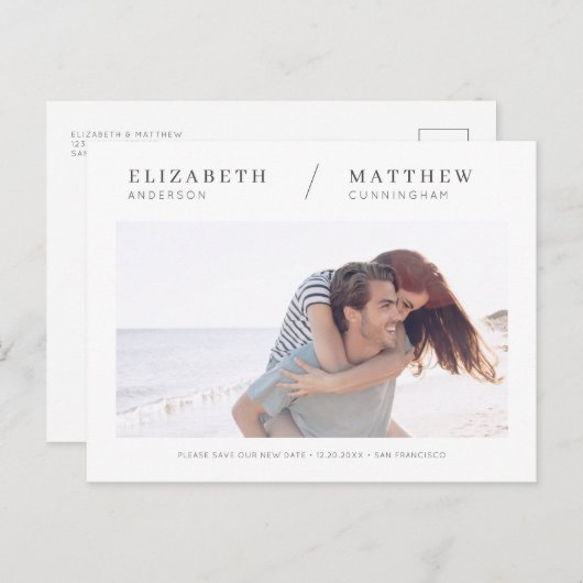 Rett unserer neuen Date Simple Chic Custom Foto We Postkarte (Vorne/Hinten)
