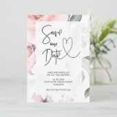 Rett unserer Niedlichen rosa Blumen Elegante Hochz Einladung (Stehend Vorderseite)