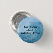 RETT UNSERER OCEANS WAVE SURF KLIMAVERSCHMUTZUNG BUTTON (Vorne & Hinten)