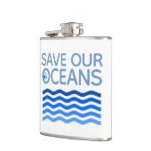 Rett unserer Ozeane Blue Stylized Earth Waves Flachmann (Links)