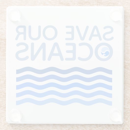 Rett unserer Ozeane Blue Stylized Earth Waves Glasuntersetzer (Rückseite)