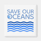 Rett unserer Ozeane Blue Stylized Earth Waves Magnet (Vorne)