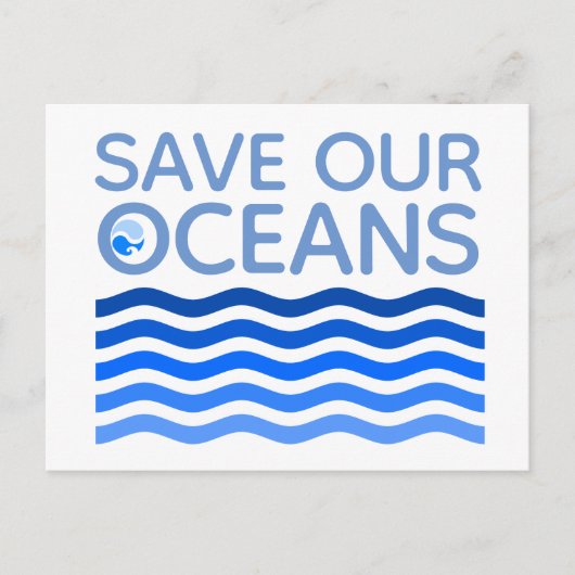 Rett unserer Ozeane Blue Stylized Earth Waves Postkarte (Vorderseite)