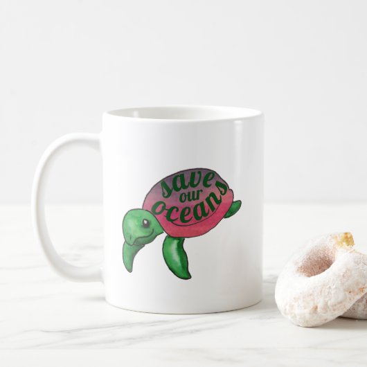 Rett unserer Ozeane Lila Meeresschildkröte Kaffeetasse (Mit Donut)