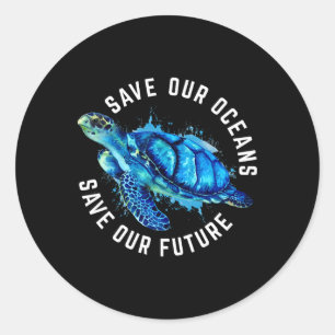 Rett unserer Ozeane Turtle Earth Day Pro Environme Runder Aufkleber