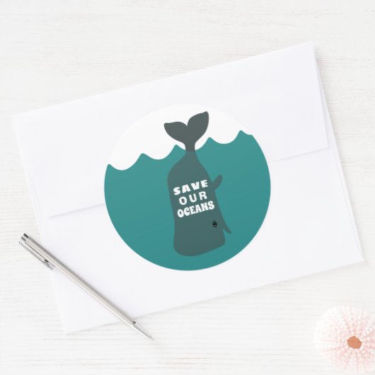 Rett unserer Ozeane Umweltkunst Runder Aufkleber (Umschlag)