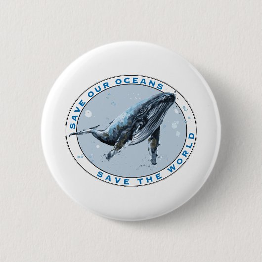 Rett unserer Ozeane - Whaledesign Button (Vorderseite)
