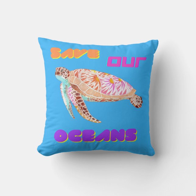 Rett unserer Ozeanschildkröte Kissen (Vorderseite)