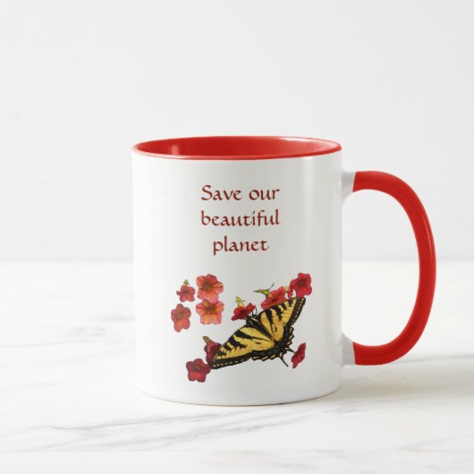 Rett unserer Tasse "Gelber Schmetterling Rote Blum (Rechts)