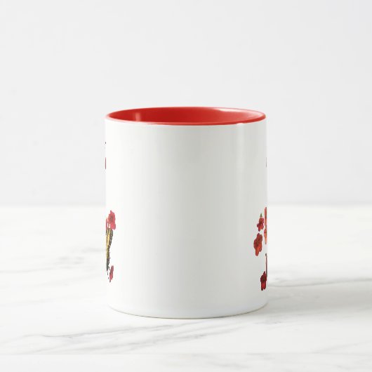 Rett unserer Tasse "Gelber Schmetterling Rote Blum (Zentrum)