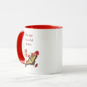 Rett unserer Tasse "Gelber Schmetterling Rote Blum (Vorderseite Links)