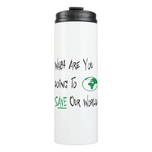 Rett unserer Welt Thermosbecher (Vorderseite)