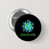 Rett unserer Zuhause Animals Wildlife Conservation Button (Vorne & Hinten)
